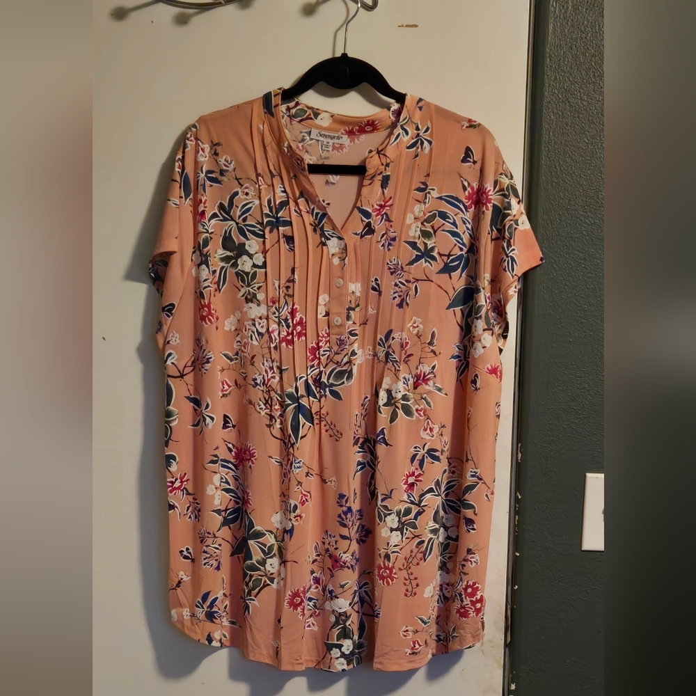 Pink floral blouse